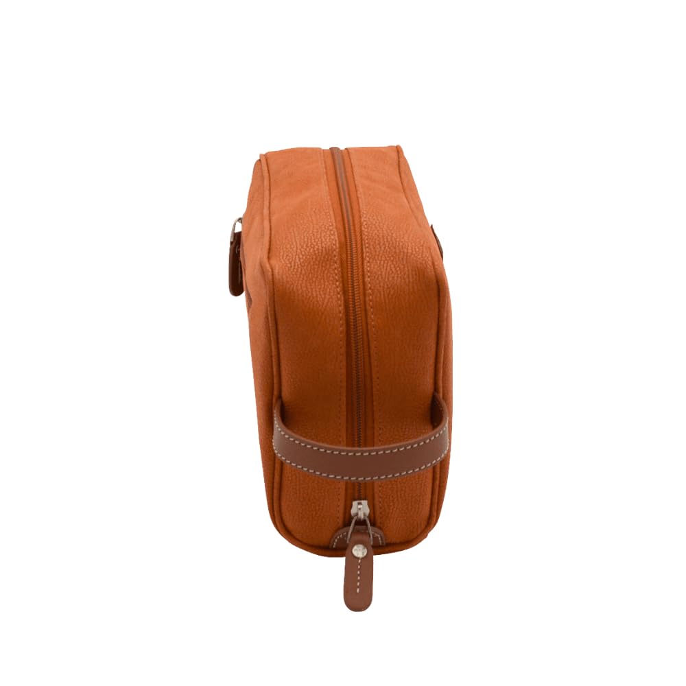 JUMP Uppsala Toiletry Bag -Terracota-17cms Polysuede Material with Leather Trimmings Fashion Toiletry kit for Men and Women