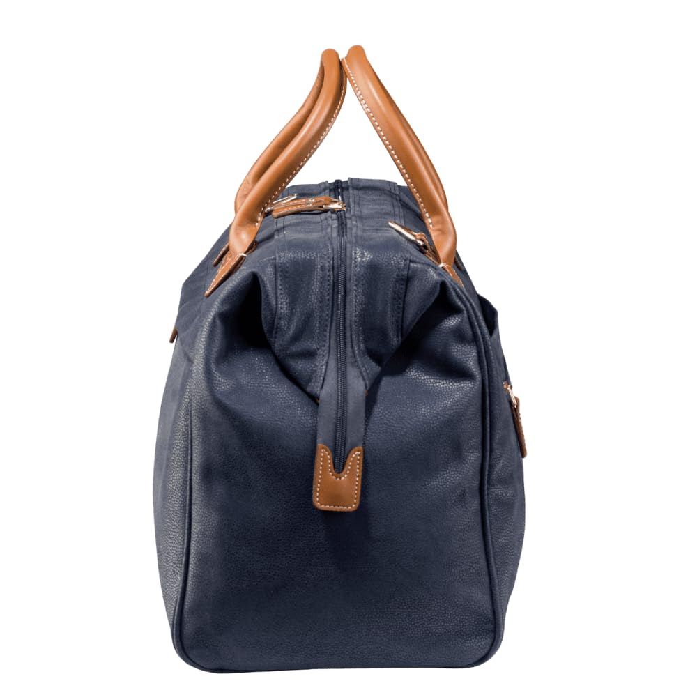 JUMP Uppsala Doctor Duffle Bag-Navy Blue-Cabin-50 cms Polysuede Material with Leather Trimmings Carry-on Fashion Travel Bag for Men and Women