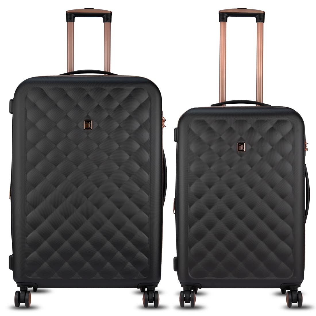 it luggage Fashionista ABS Suitcase| Expandable Combo-Large, Medium | 8 Wheel Trolley |16-1646A-08 |Black 78, 68 cm (LM, Black)
