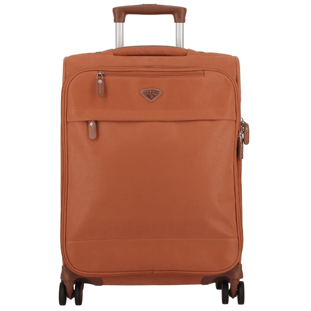 JUMP Uppsala Trolley Bag-Terracota-Cabin-20 inches Expandable Polysuede Material with Leather Trimmings Softsided Carry-on 8 Wheels Travel Bag Fashion Bag for Men and Women