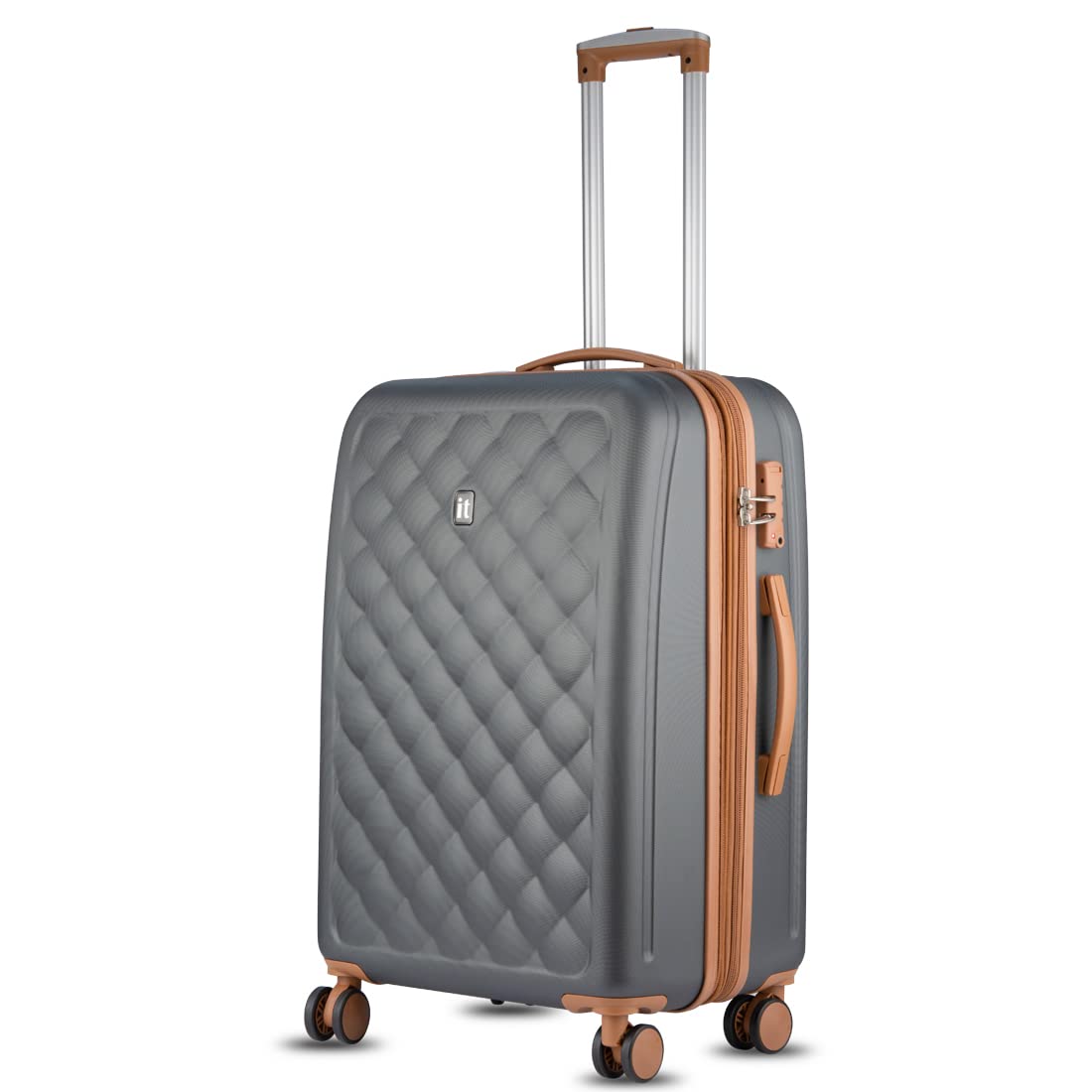it luggage Fashionista-Charcoal Grey- Medium-68 cm Expandable Hardsided with TSA Lock & Wet Pouch Inside 8 Wheel Trolley