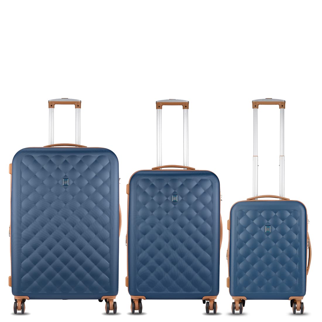 it luggage Fashionista Blue Set of 3-Large, Medium & Cabin-28,24 & 20 inches Expandable Hardsided with TSA Lock & Wet Pouch Inside 8 Wheel Trolley Bag