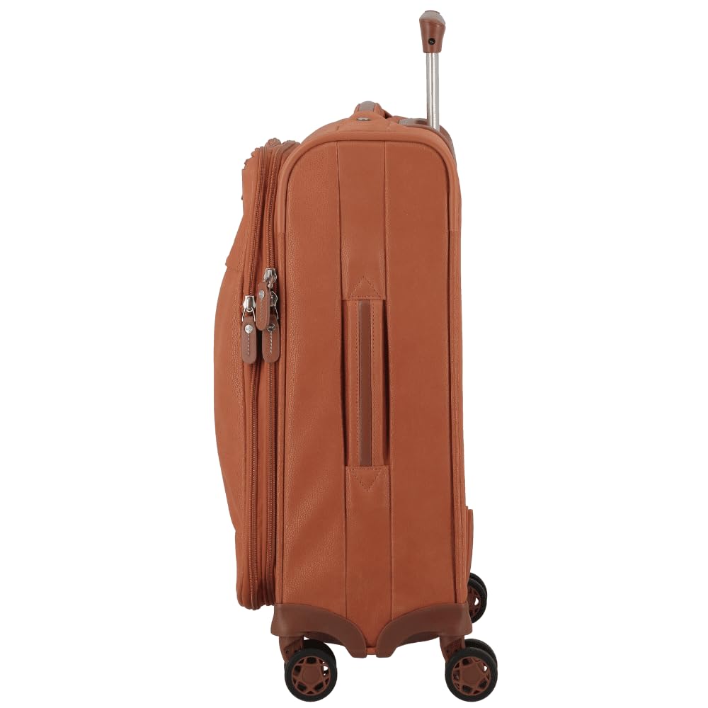 JUMP Uppsala Trolley Bag-Terracota-Cabin-20 inches Expandable Polysuede Material with Leather Trimmings Softsided Carry-on 8 Wheels Travel Bag Fashion Bag for Men and Women