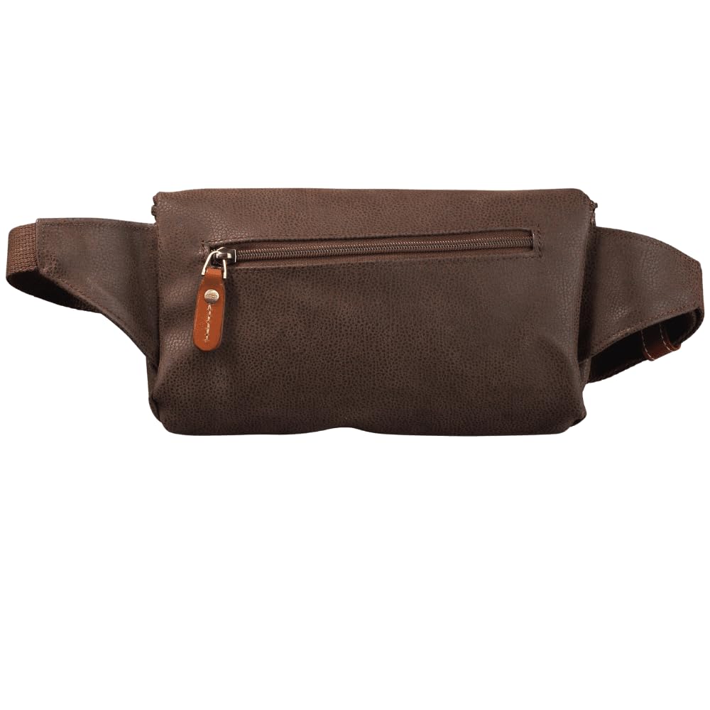 JUMP Uppsala Bum Bag-Chocolate Brown-13 cms Waist Pouch with Adjustable Belt Polysuede Material with Leather Trimmings Fashion Bag for Men and Women