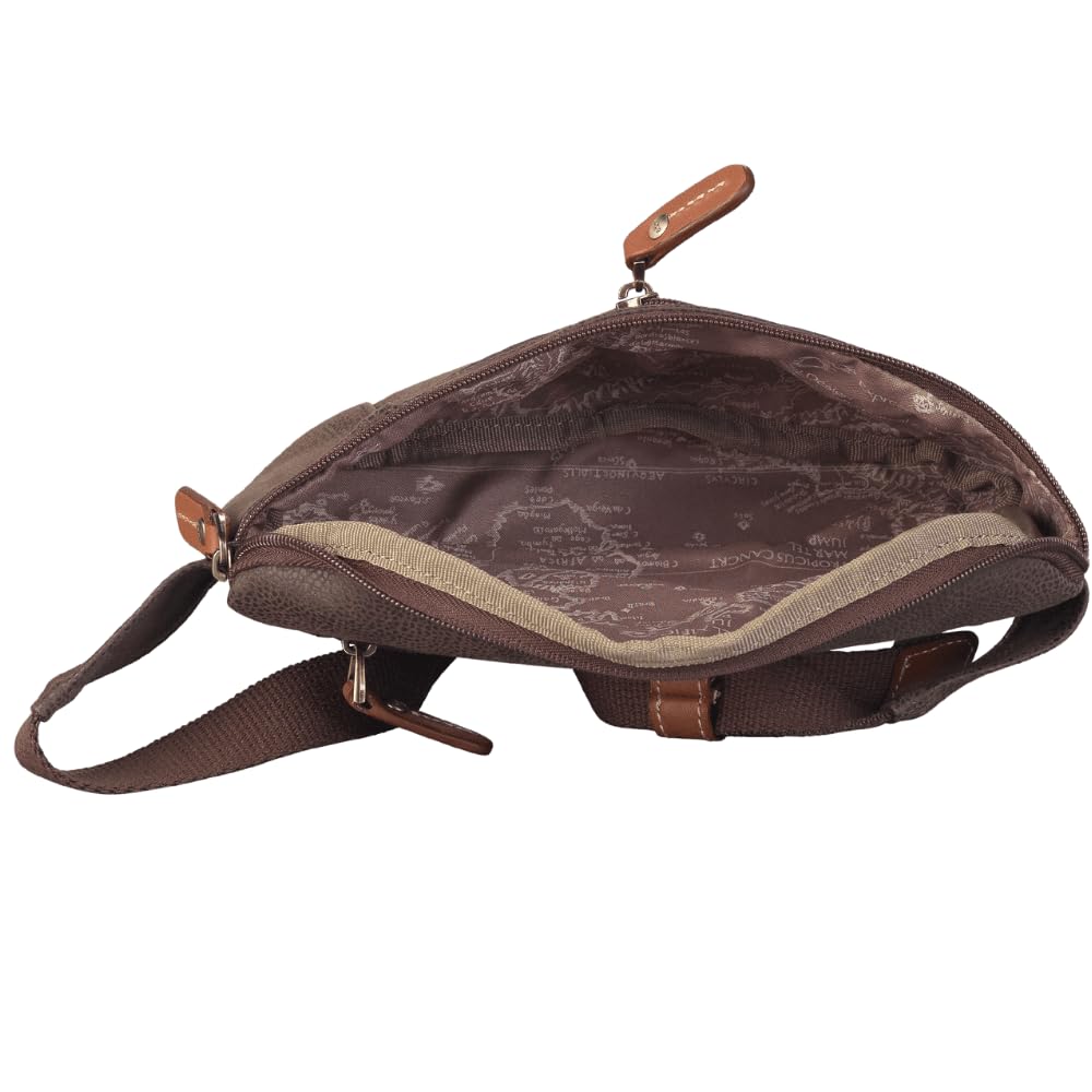JUMP Uppsala Bum Bag-Chocolate Brown-13 cms Waist Pouch with Adjustable Belt Polysuede Material with Leather Trimmings Fashion Bag for Men and Women