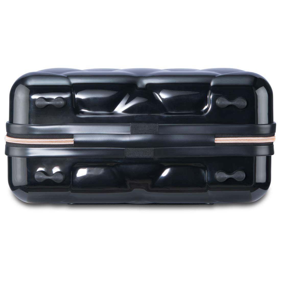 Vanity Case St Tropez -Black with Rose gold trimmings-14 inches Polycarbonate Hard sided Fashion Handbag for Women for Women-36cm Cosmetic Box