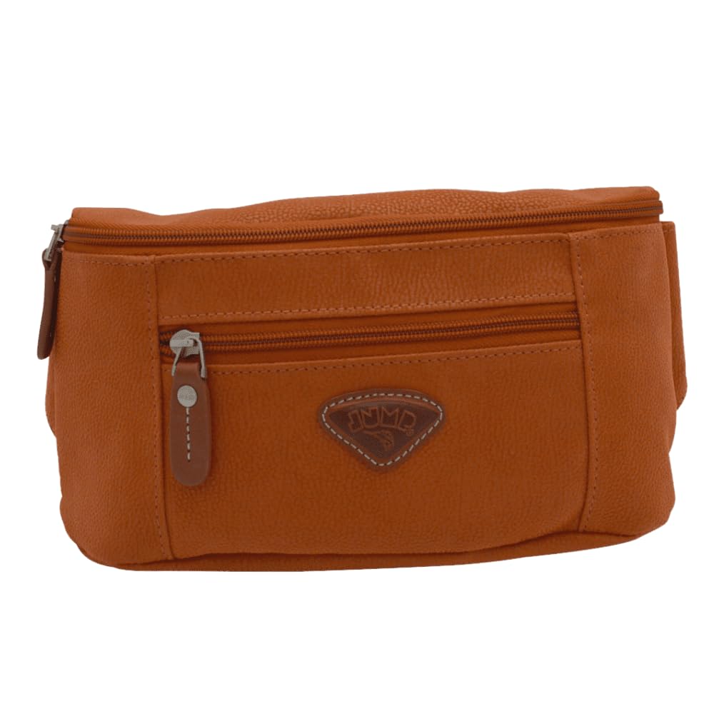 JUMP Uppsala Bum Bag-13cms-Terracotta-Waist Pouch with Adjustable Belt-Polysuede Material with Leather Trimmings Fashion Bag for Men and Women