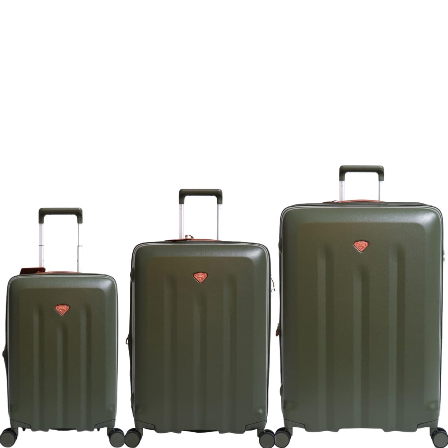 JUMP Uppsala Rigid-Moss Green-Set of 3-Large, Medium & Cabin-76, 69,55 cm Expandable Hardsided 8 Wheel Luggage with TSA Lock, Anti-Theft Zipper, Name Tag and Luggage Cover