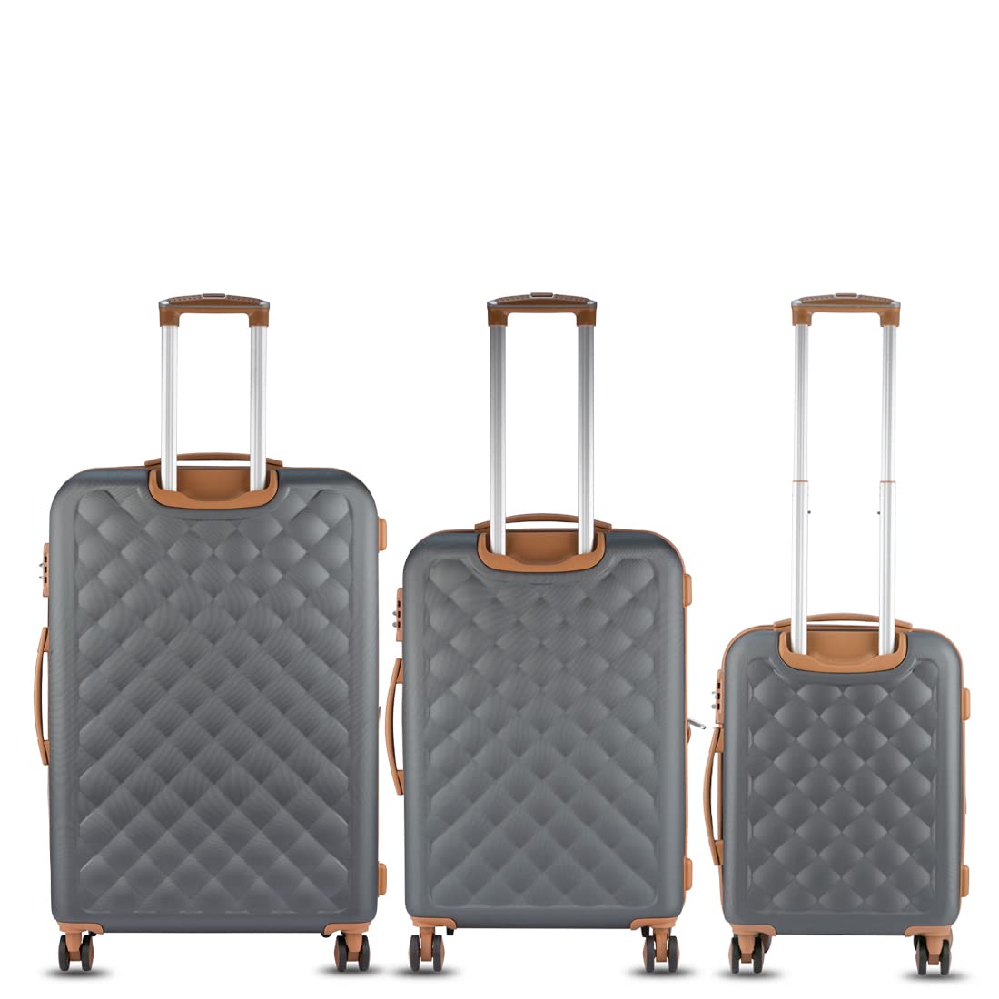 it luggage Fashionista Charcoal Grey- Set of 3-Large, Medium & Cabin -28,24 & 20 inches Expandable Hardsided with TSA Lock & Wet Pouch Inside 8 Wheel Trolley Bag