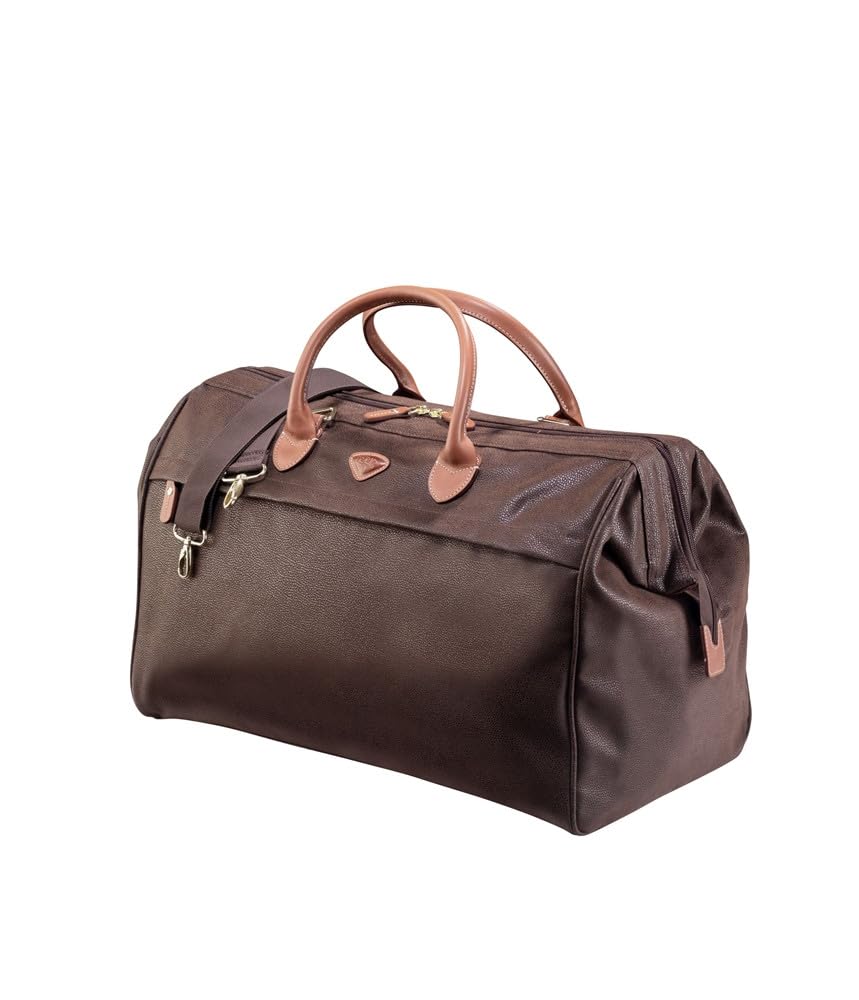 JUMP Uppsala Doctor Duffle Bag-Chocolate Brown-Cabin-54 cms Polysuede Material with Leather Trimmings Carry-on Fashion Travel Bag for Men and Women