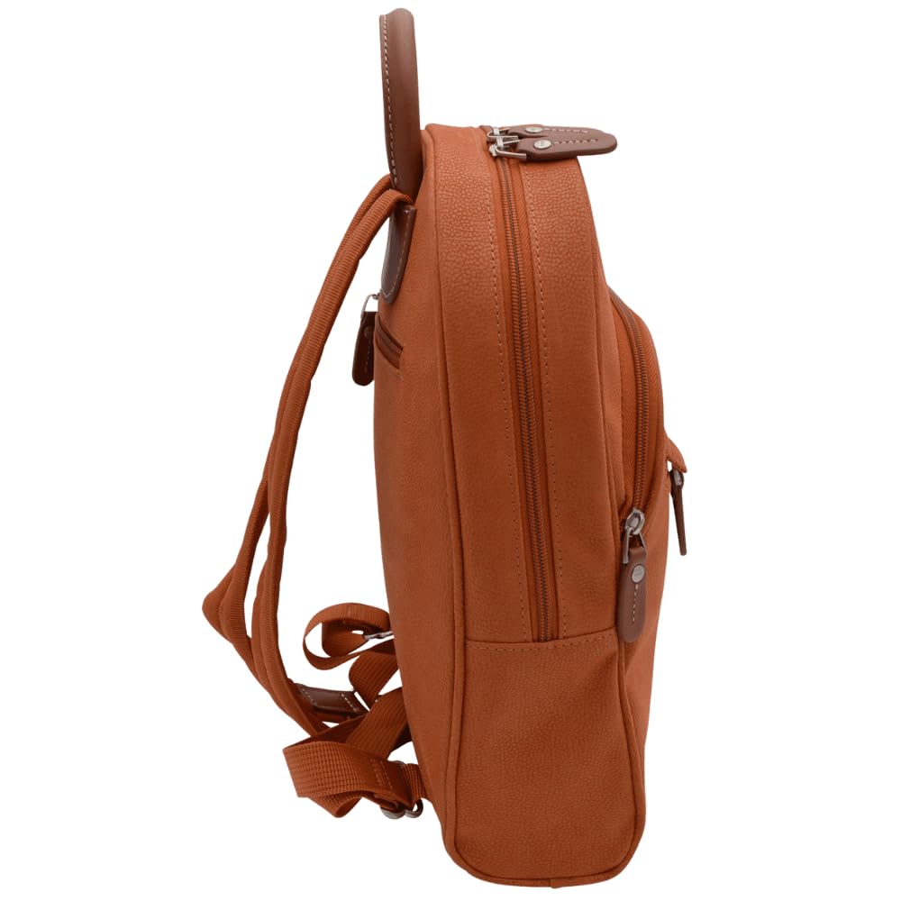JUMP Uppsala Teardrop Terracotta-33 cms Backpack with Back Padded Pocket for Tablet Polysuede Material with Leather Trimmings Fashion Bag for Men and Women