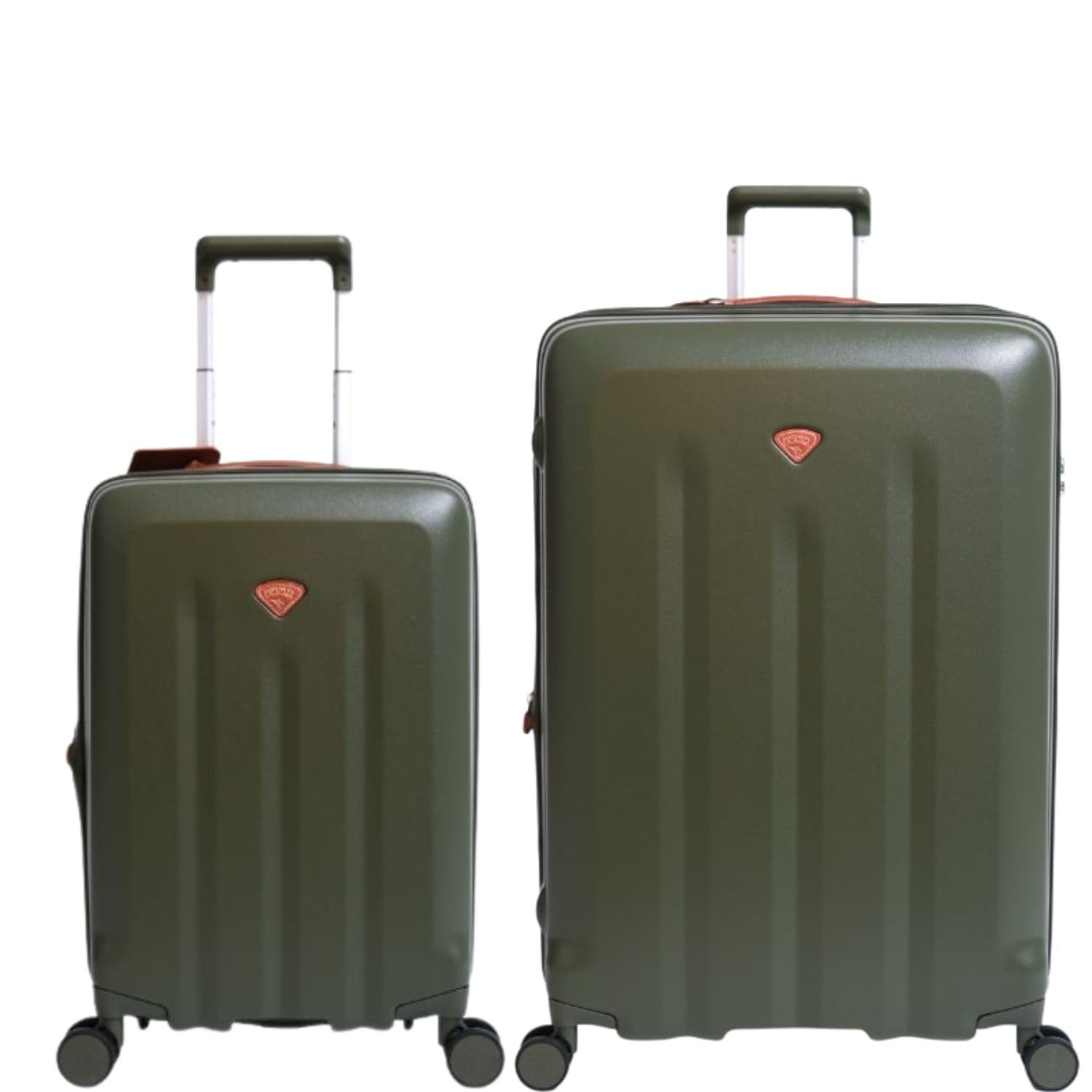 Uppsala Rigid-Moss Green-Set of 2-Large & Cabin-76,55 cm Expandable Hardsided 8 Wheel Luggage with TSA Lock, Anti-Theft Zipper, Name Tag and Luggage Cover