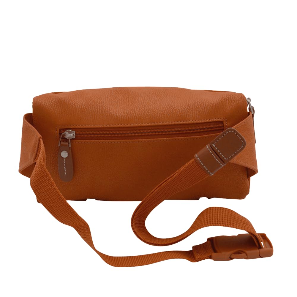 JUMP Uppsala Bum Bag-13cms-Terracotta-Waist Pouch with Adjustable Belt-Polysuede Material with Leather Trimmings Fashion Bag for Men and Women
