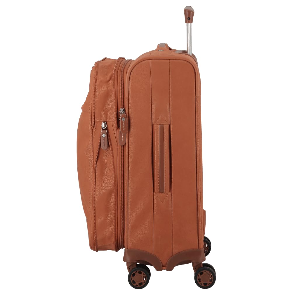 JUMP Uppsala Trolley Bag-Terracota-Cabin-20 inches Expandable Polysuede Material with Leather Trimmings Softsided Carry-on 8 Wheels Travel Bag Fashion Bag for Men and Women