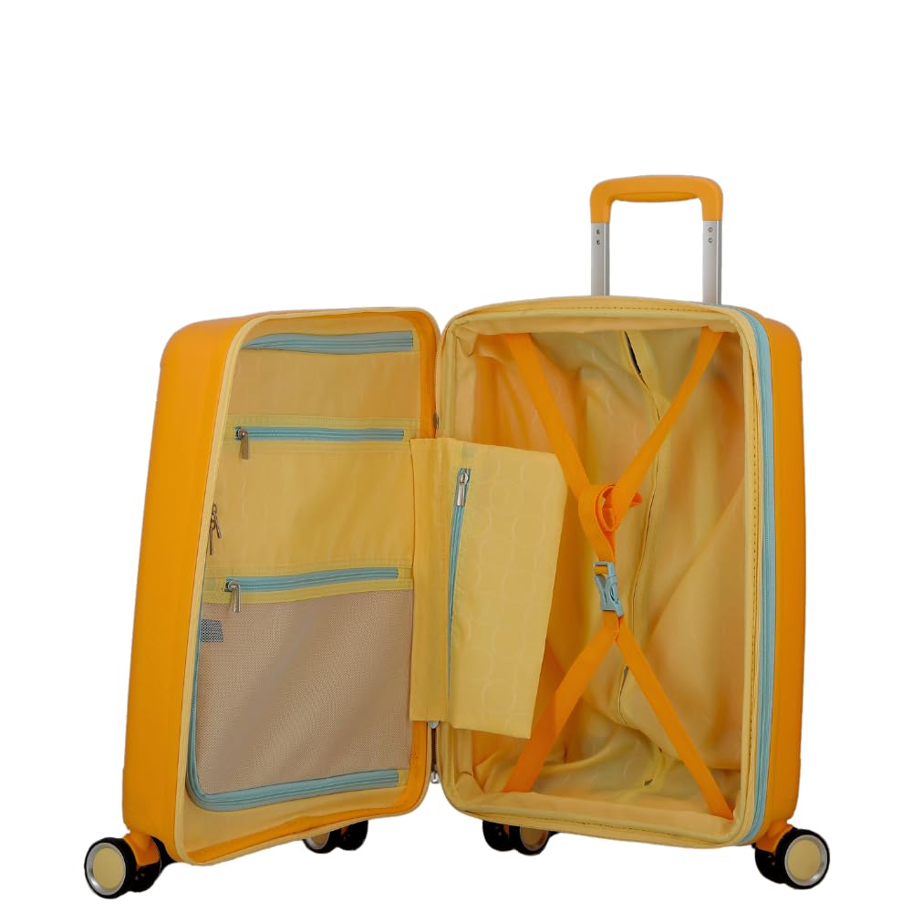 FURANO 2 Yellow-Set of 2- Large & Cabin-76,55 cm Expandable Hardsided 8 Wheel Luggage with TSA Lock