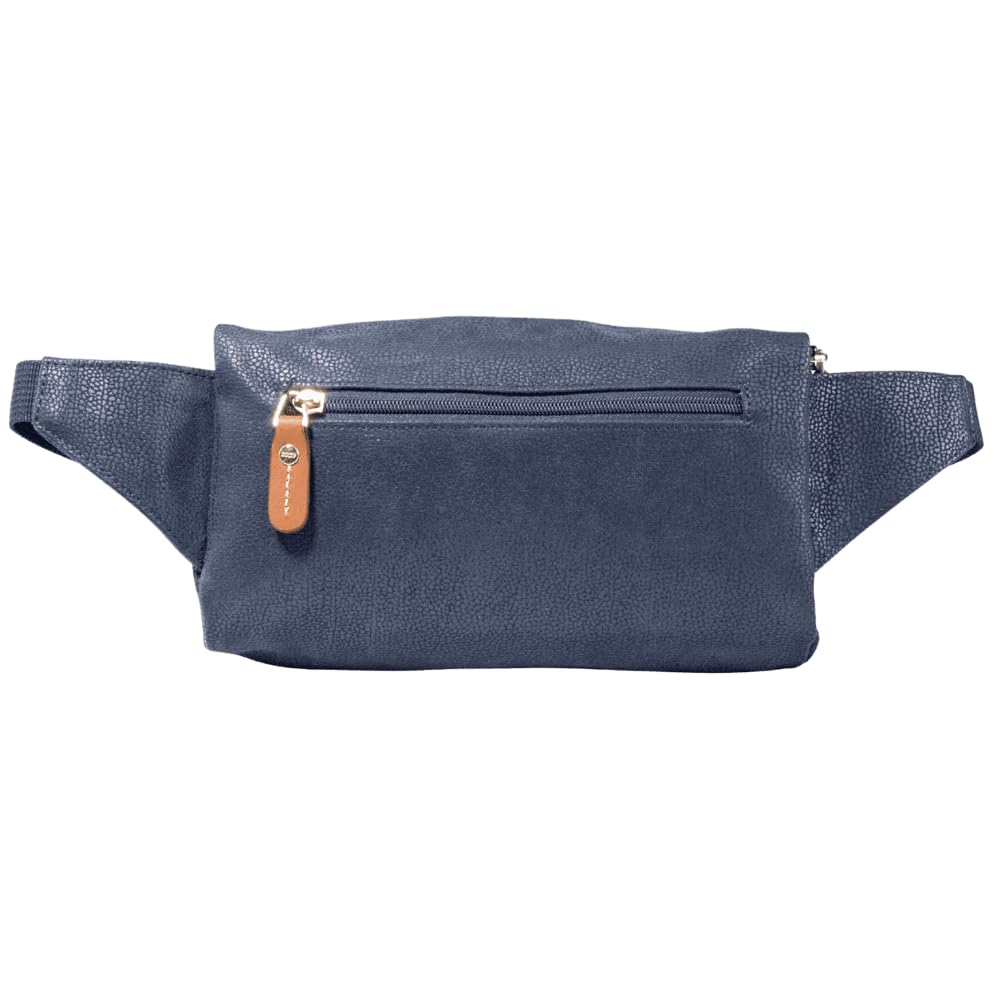 JUMP Uppsala Bum Bag-13cms-Navy Blue-Waist Pouch with Adjustable Belt-Polysuede Material with Leather Trimmings Fashion Waist Bag for Men and Women