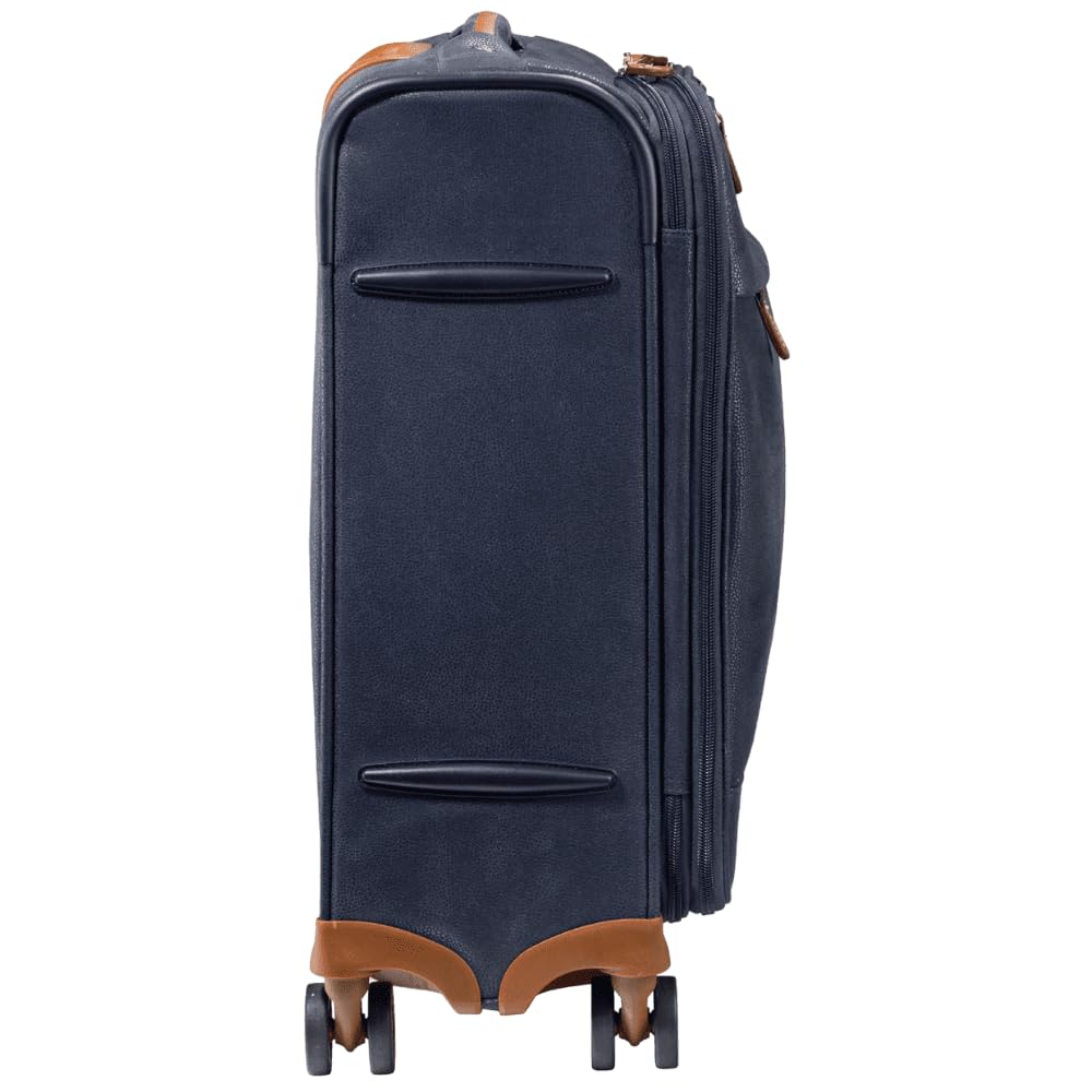 JUMP Uppsala Trolley Bag-Navy Blue-Cabin-20 inches Expandable Polysuede Material with Leather Trimmings Softsided Carry-on 8 Wheels Travel Bag Fashion Bag for Men and Women