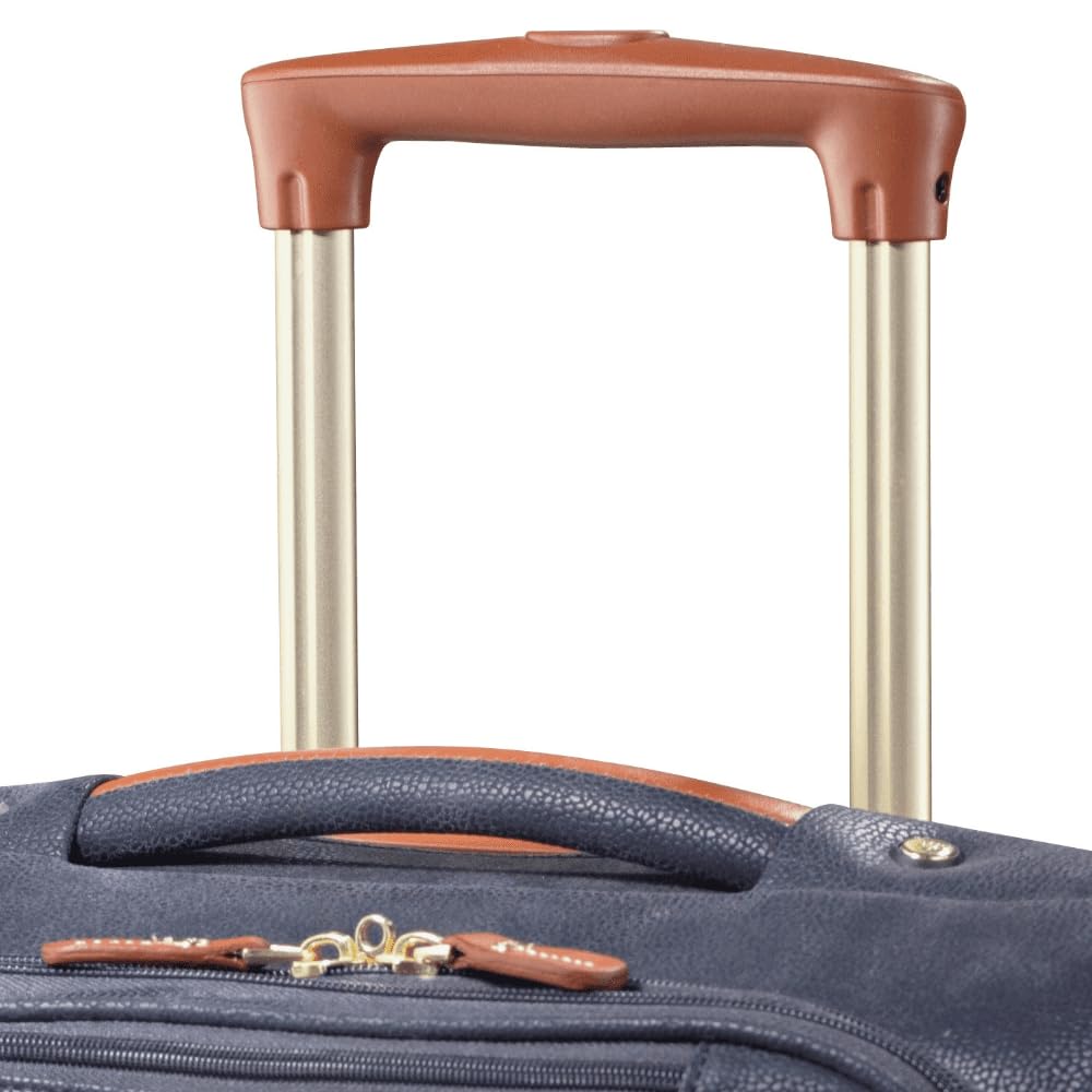 JUMP Uppsala Trolley Bag-Navy Blue-Cabin-20 inches Expandable Polysuede Material with Leather Trimmings Softsided Carry-on 8 Wheels Travel Bag Fashion Bag for Men and Women