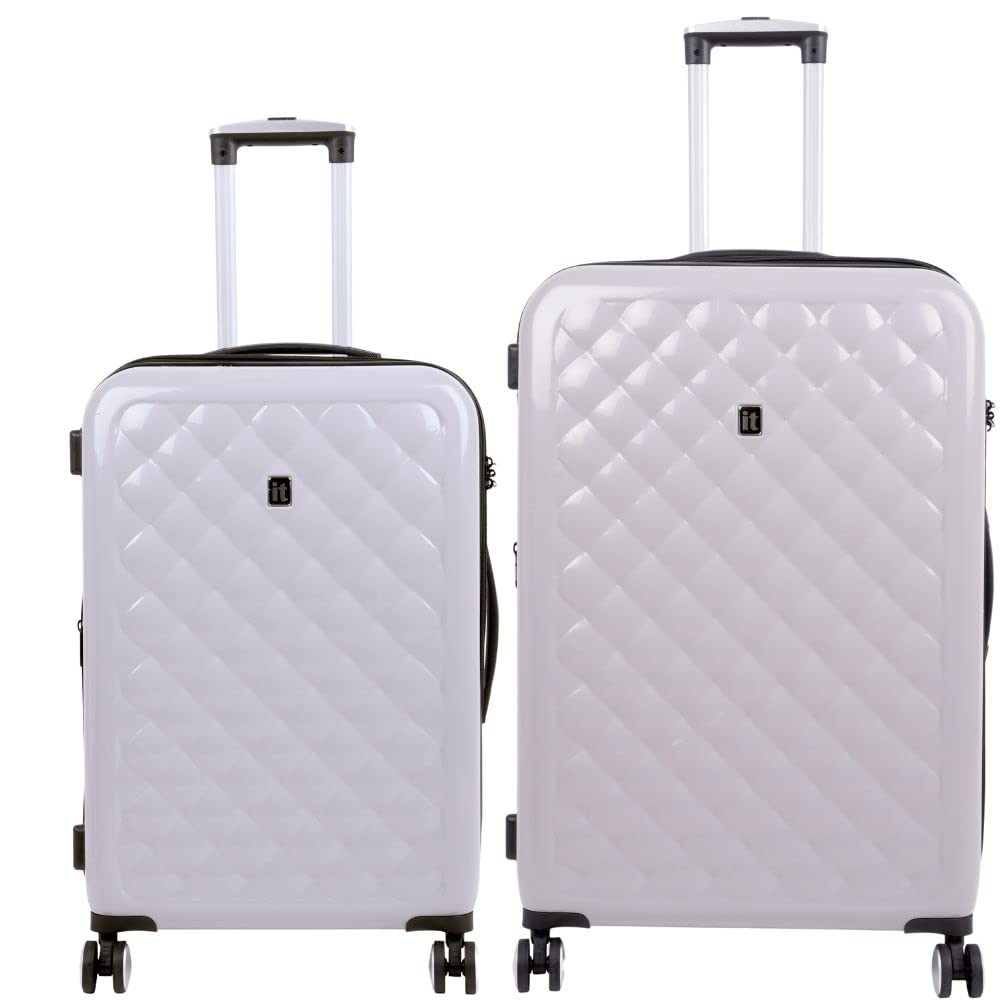 it luggage Fashionista Glossy Grey Set of 2-Large & Medium-28 & 24 inches Expandable PC Hardsided with TSA Lock 8 Wheel Trolley Bag