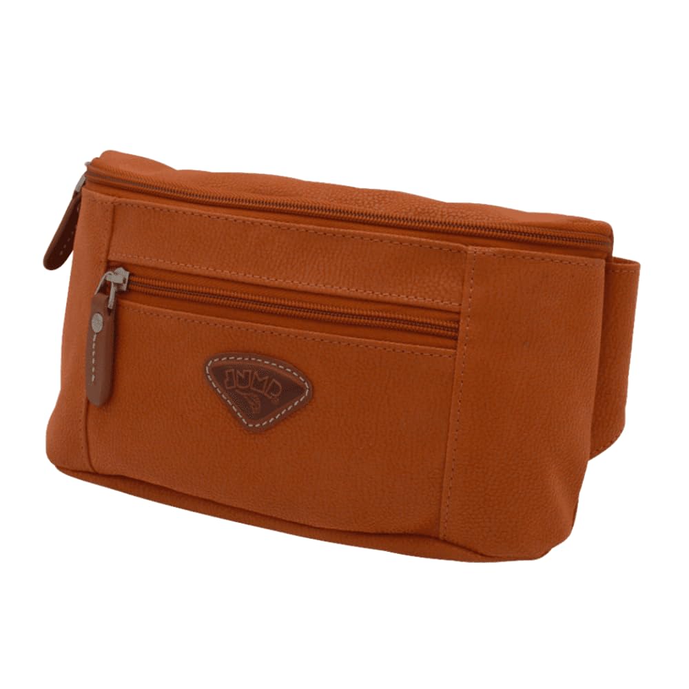 JUMP Uppsala Bum Bag-13cms-Terracotta-Waist Pouch with Adjustable Belt-Polysuede Material with Leather Trimmings Fashion Bag for Men and Women