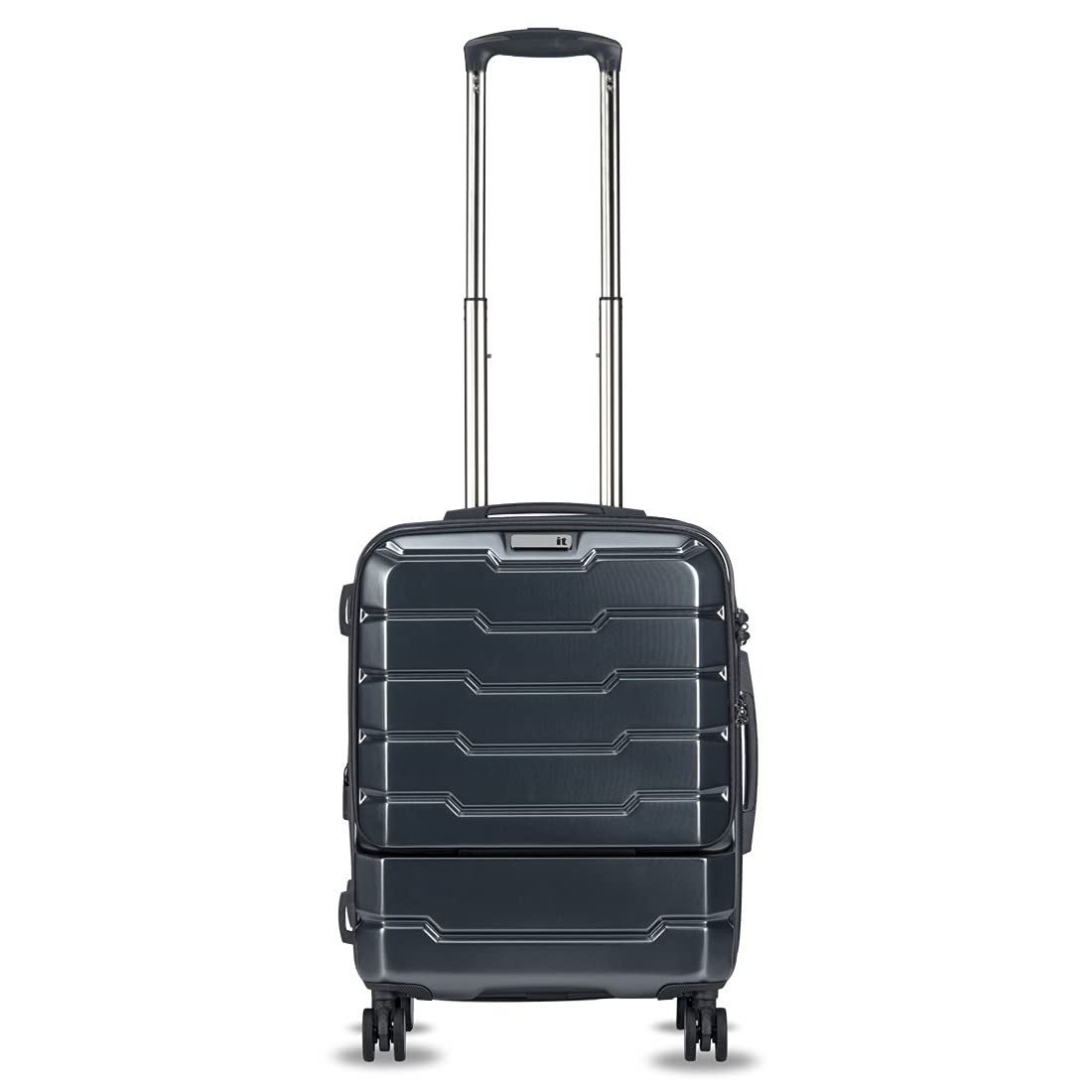 it luggage Prosperous |Metallic Grey-Cabin with Padded Laptop Section-54cms | Expandable | Polycarbonate| Hardsided Suitcase Travel Bag | 8 Wheel Trolley Bag