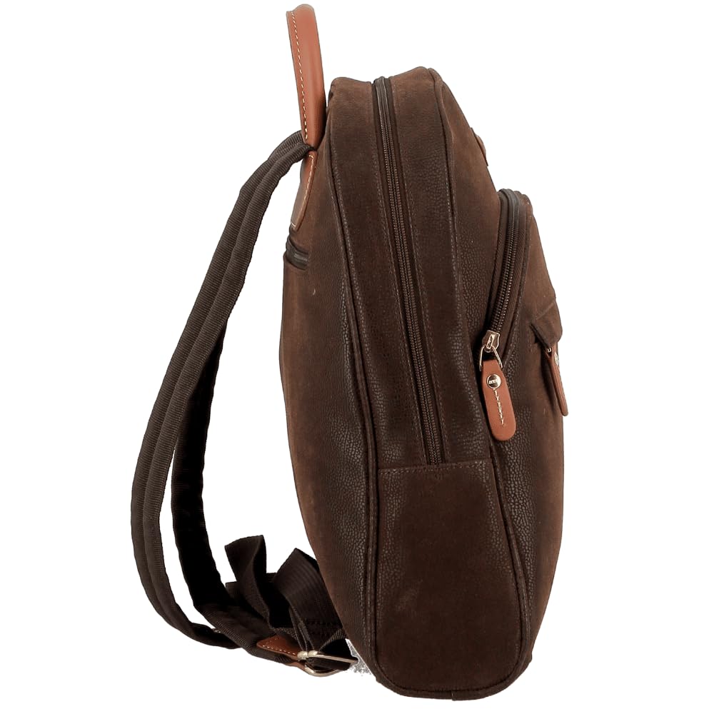 JUMP Uppsala Teardrop Backpack with Back Padded Pocket for Tablet-Chocolate Brown-33 cms Polysuede Material with Leather Trimmings Fashion Bag for Men and Women