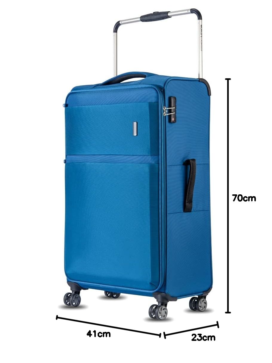 it luggage World's Lightest Bag 80 Cm Large Polyester Soft-Sided 8 Spinner Trolley Bag (Two Tone Blue)