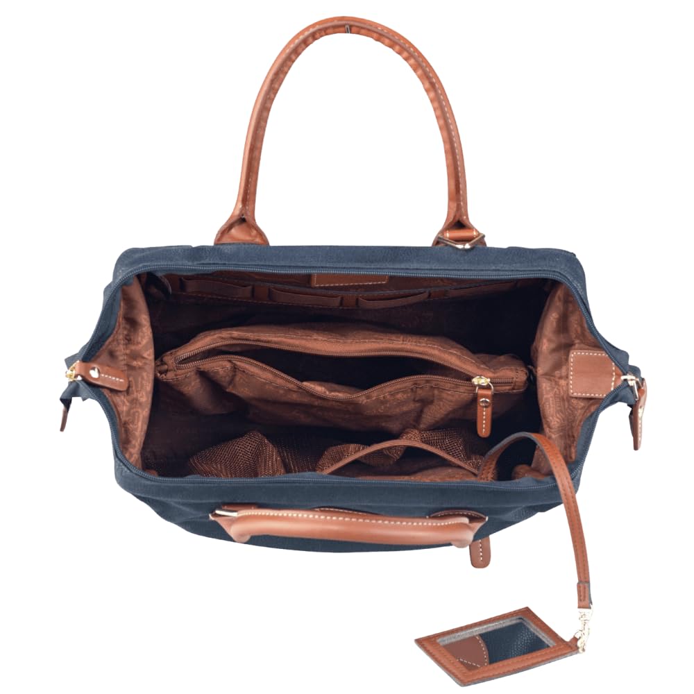 JUMP Uppsala Beauty Doctor Vanity Bag-Navy Blue-Cabin-32 cms Polysuede Material with Leather Trimmings Carry-on Fashion Cosmetic Travel Bag