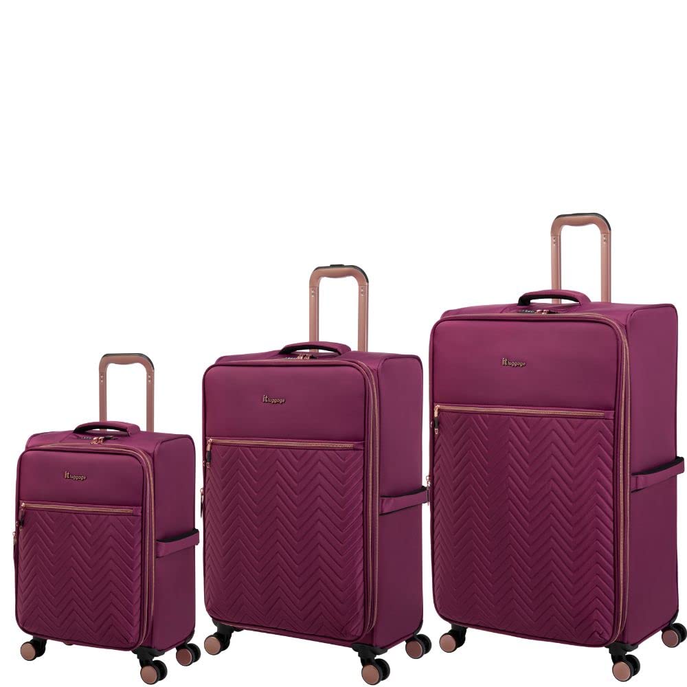 it luggage Bewitching-Purple-Set of 3-Large, Medium & Cabin-28,24,20 inches -Expandable Soft case 8 Wheel Trolley Bag with Shoe Pouch & Wet Pouch Cabin & Check-in Luggage-81cm,71cm,56cm