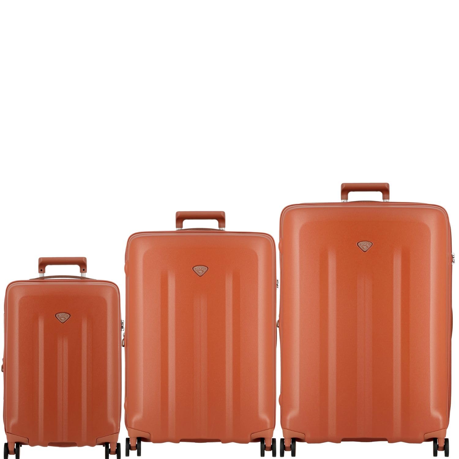 JUMP Uppsala Rigid-Terracota-Set of 3-Large, Medium & Cabin-76,69, 55 cm Expandable Hardsided 8 Wheel Luggage with TSA Lock, Anti-Theft Zipper, Name Tag and with Luggage Cover