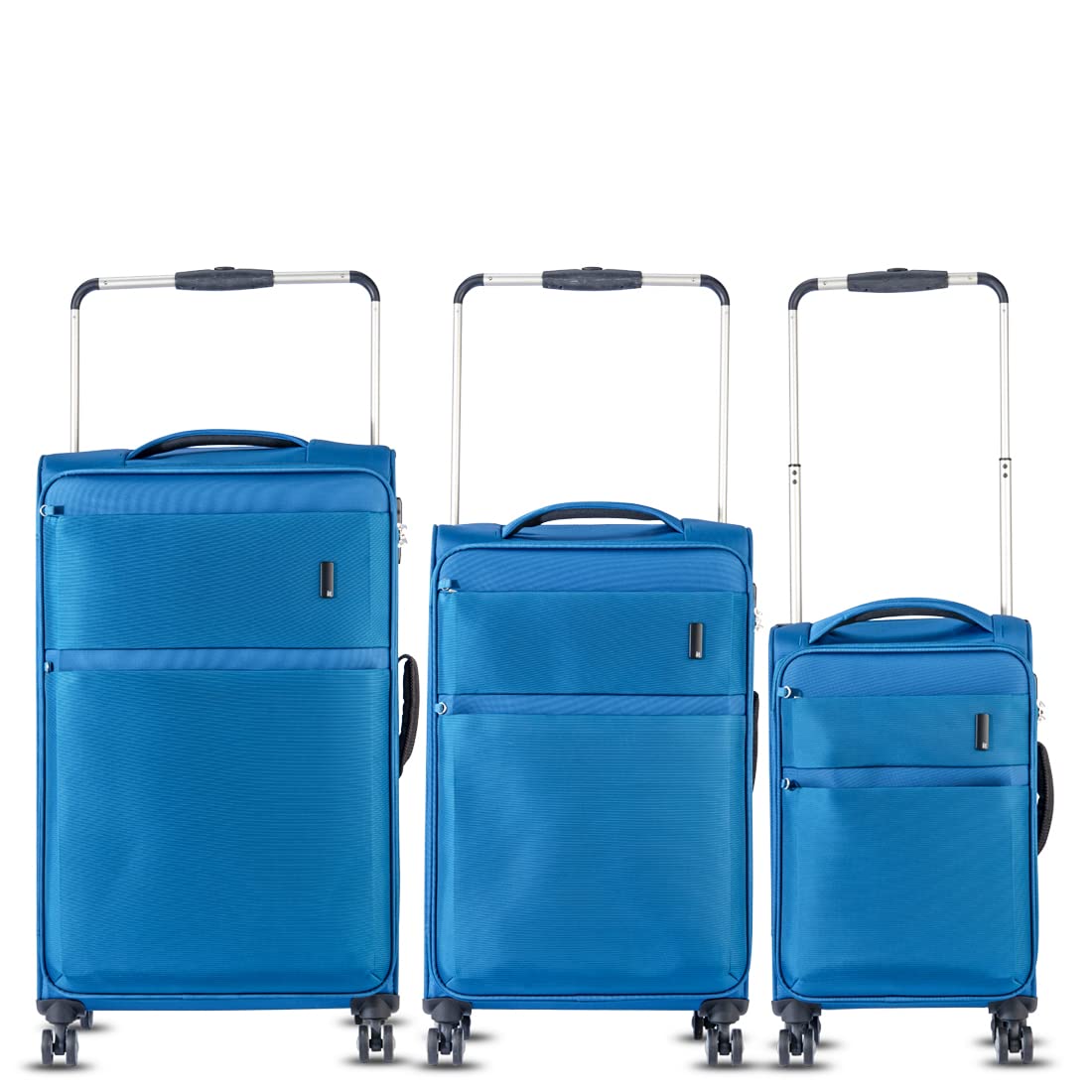 it luggage World's Lightest Luggage-Debonair-Two Tone Blue -Set of 3- Large & Medium-80cm, 70cm & 54cm Softsided Suitcase Check-in Luggage 8 Wheel Trolley Bag with TSA Lock & Wet Pouch Inside