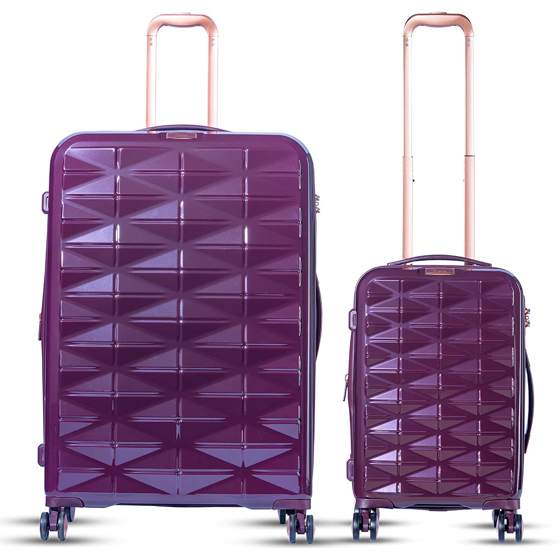 it luggage Certify Purple Set of 2- Large & Cabin-28 & 20 inches Expandable PC Hardsided with TSA Lock 8 Wheel Trolley Bag