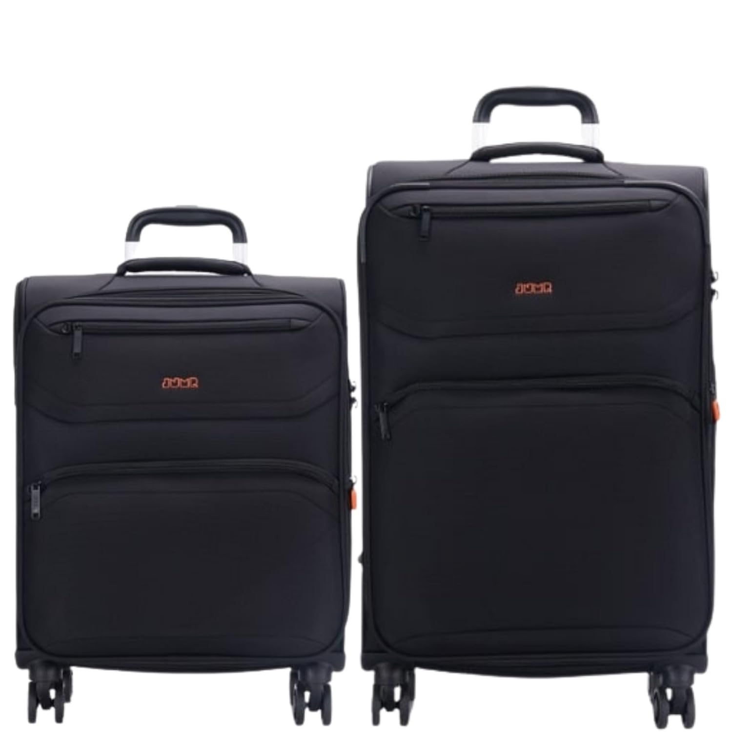 JUMP Moorea 2 Set of 2- Black-Medium & Cabin- 66, 55 cm Expandable Softsided Luggage with 8 Wheels and TSA Lock