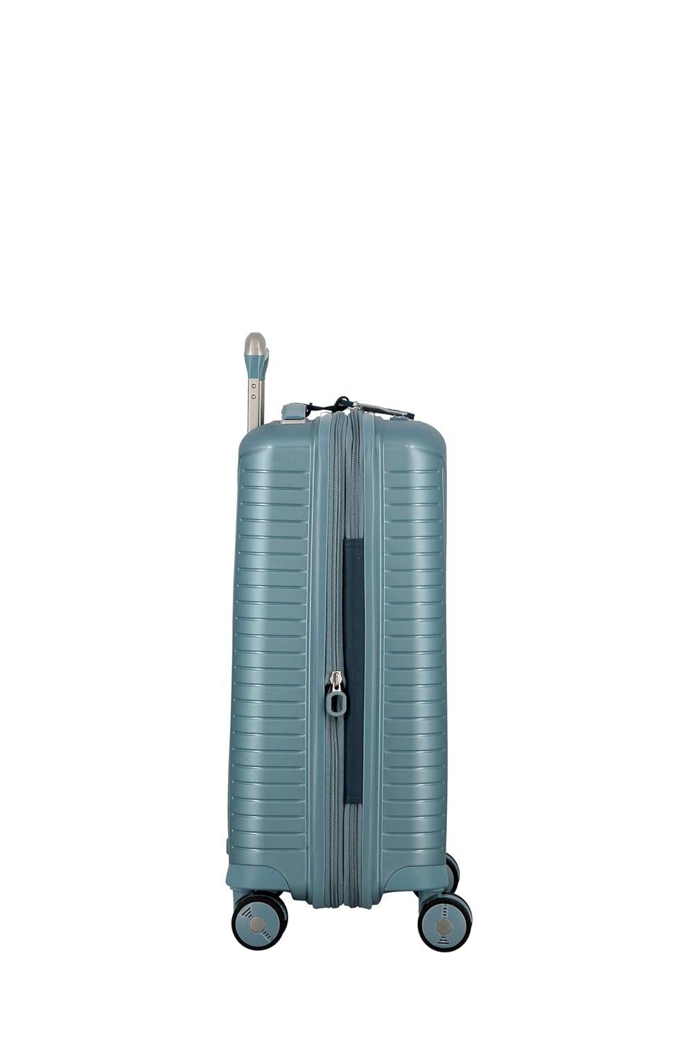 JUMP EVAE EV20 Metallic Light Blue-Cabin-55cm Expandable Hardsided 8 Wheel Luggage with TSA Lock, Shoe Pouch, Wet Pouch, Laundry Bag and Silicone Name tag