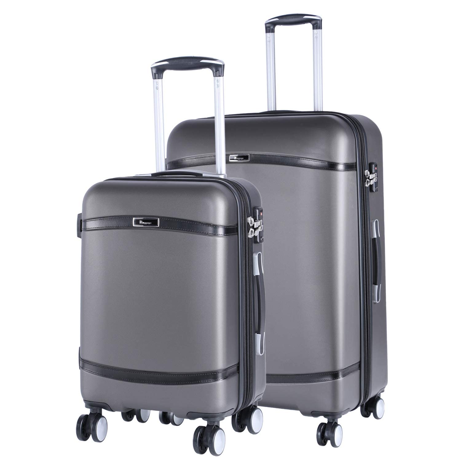 it luggage| Quaint Advent-Dark Grey with Black Trim| Combo-Large & Medium-80cm,70cm| Hardsided |Check in Luggage with Wet Pouch & Shoe Pouch |Expandable |8 Wheel Luggage Trolley