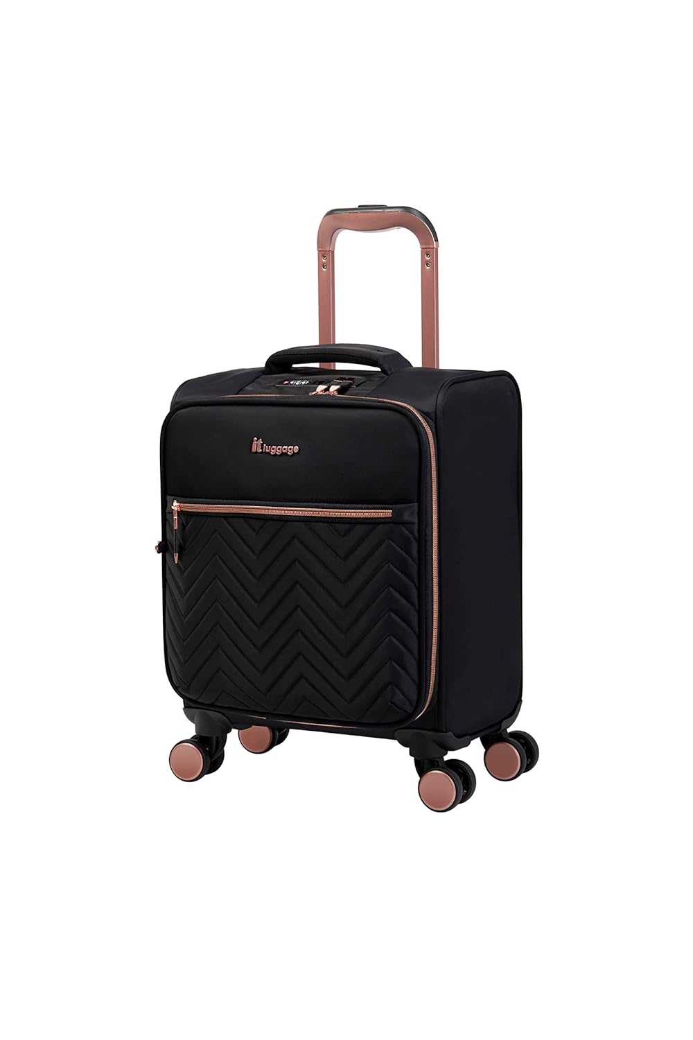 it luggage Bewitching-Black-45cm Soft Suitcase Underseater Travel Bag 8 Wheel Trolley Cabin Bag with Shoe Pouch and Wet Pouch