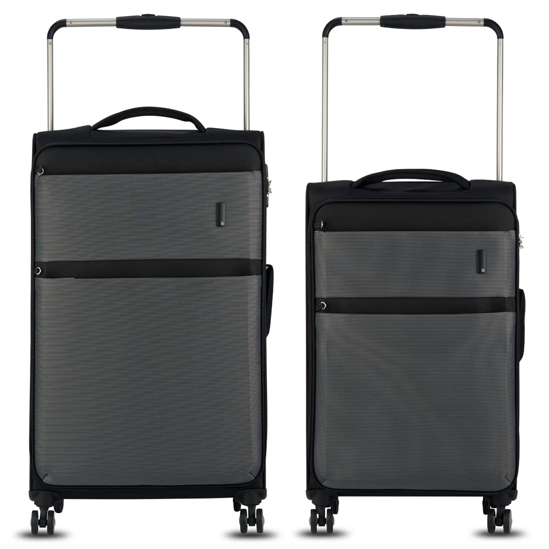 it luggage| Debonair| Polyester Softsided Fashion Luggage Suitcase| Combo-Large & Medium| Lightweight Travel Bag|8 Wheel Trolley Bag|22-2058-08|Set of 2- Black-80cm &70.5cm