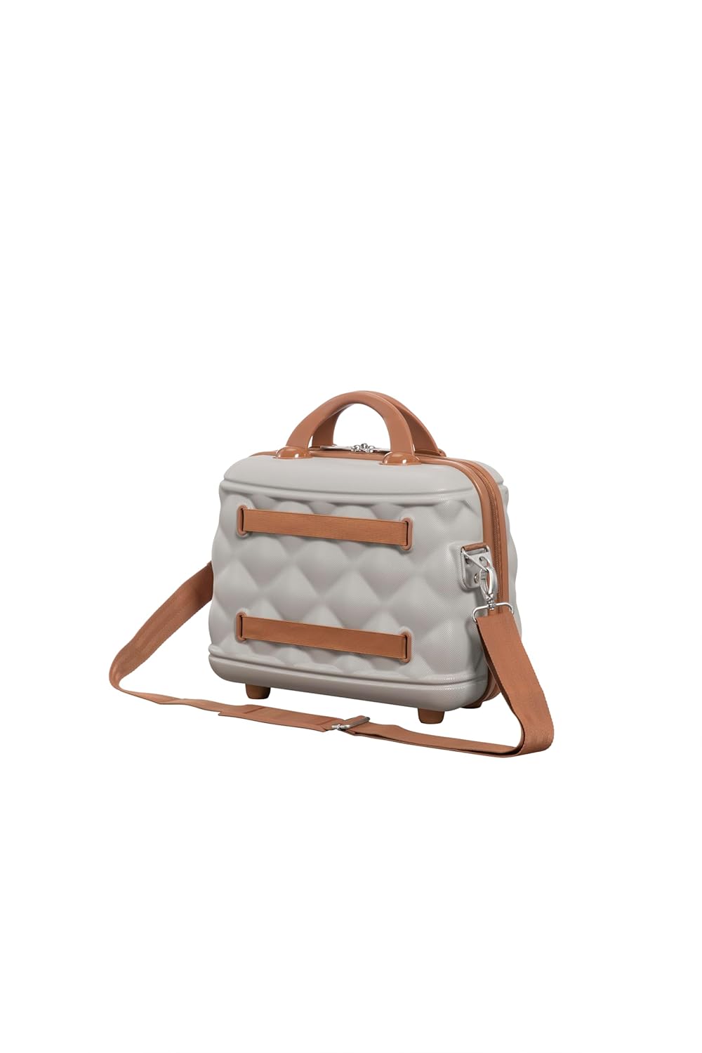 it luggage Indulging Vanity Case Light Grey with Tan trimmings Beautiful Interior Hand bag Cosmetic box Hardsided 30cms