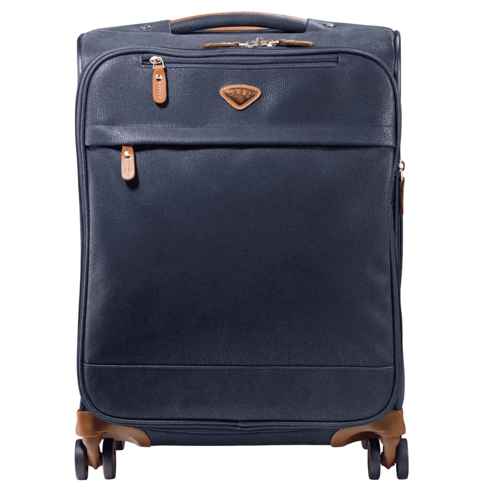 JUMP Uppsala Trolley Bag-Navy Blue-Cabin-20 inches Expandable Polysuede Material with Leather Trimmings Softsided Carry-on 8 Wheels Travel Bag Fashion Bag for Men and Women