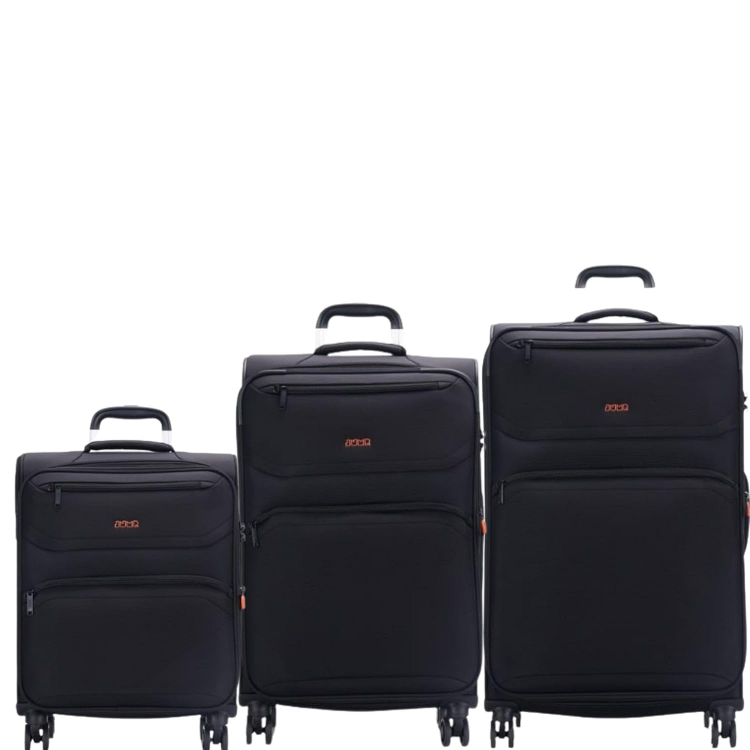 JUMP Moorea 2 Set of 3- Black-Large, Medium, Cabin-76, 66, 55 cm Expandable Softsided Luggage with 8 Wheels and TSA Lock