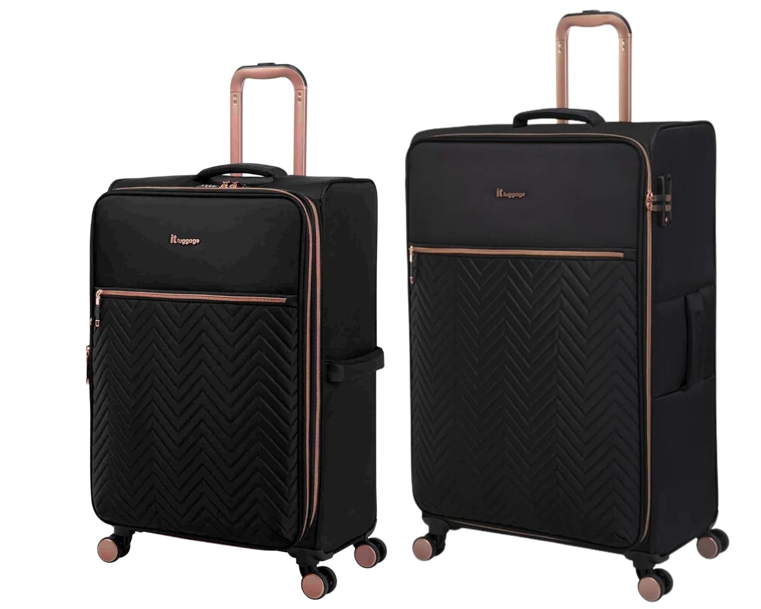 it luggage Bewitching-Black-Set of 2-Medium & Cabin-24,20 inches-Expandable Soft case 8 Wheel Trolley Bag with Shoe Pouch & Wet Pouch Cabin & Check-in Luggage-71cm,56cm
