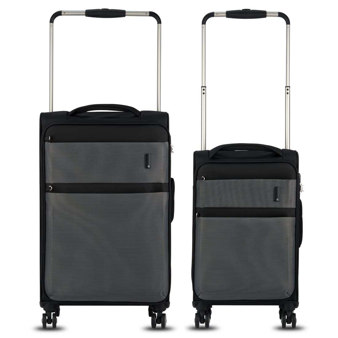 it luggage| Debonair| Polyester Softsided Fashion Luggage Suitcase| Combo- Medium & Cabin |Lightweight Travel Bag|8 Wheel Trolley|22-2058-08|Set of 2-Black- 70.5cm & 54.6cm
