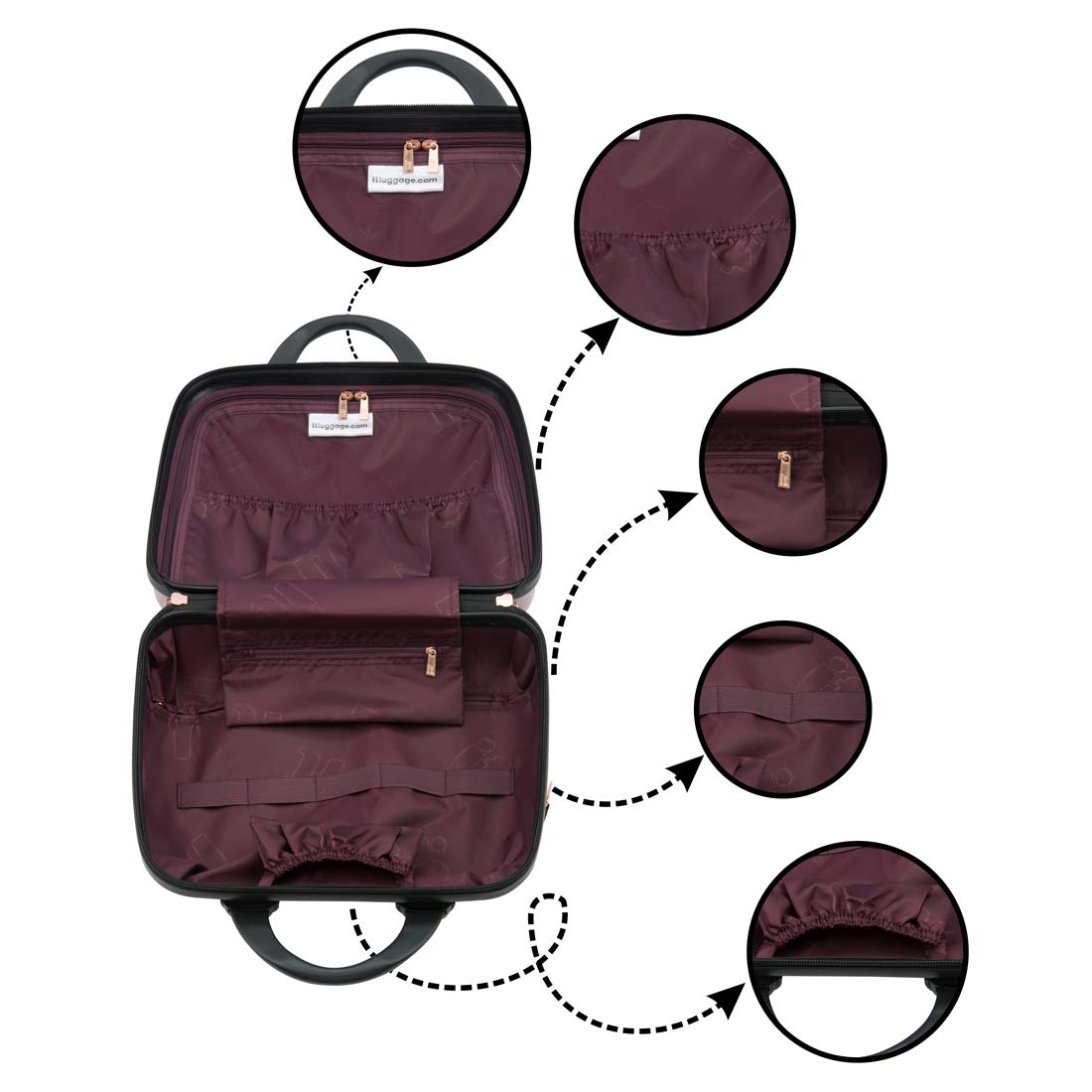 it luggage Handbag for Women Sparkle Polycarbonate Hardsided Vanity Case for Women 13.8 inches Cosmetic Box 35cm (Black)
