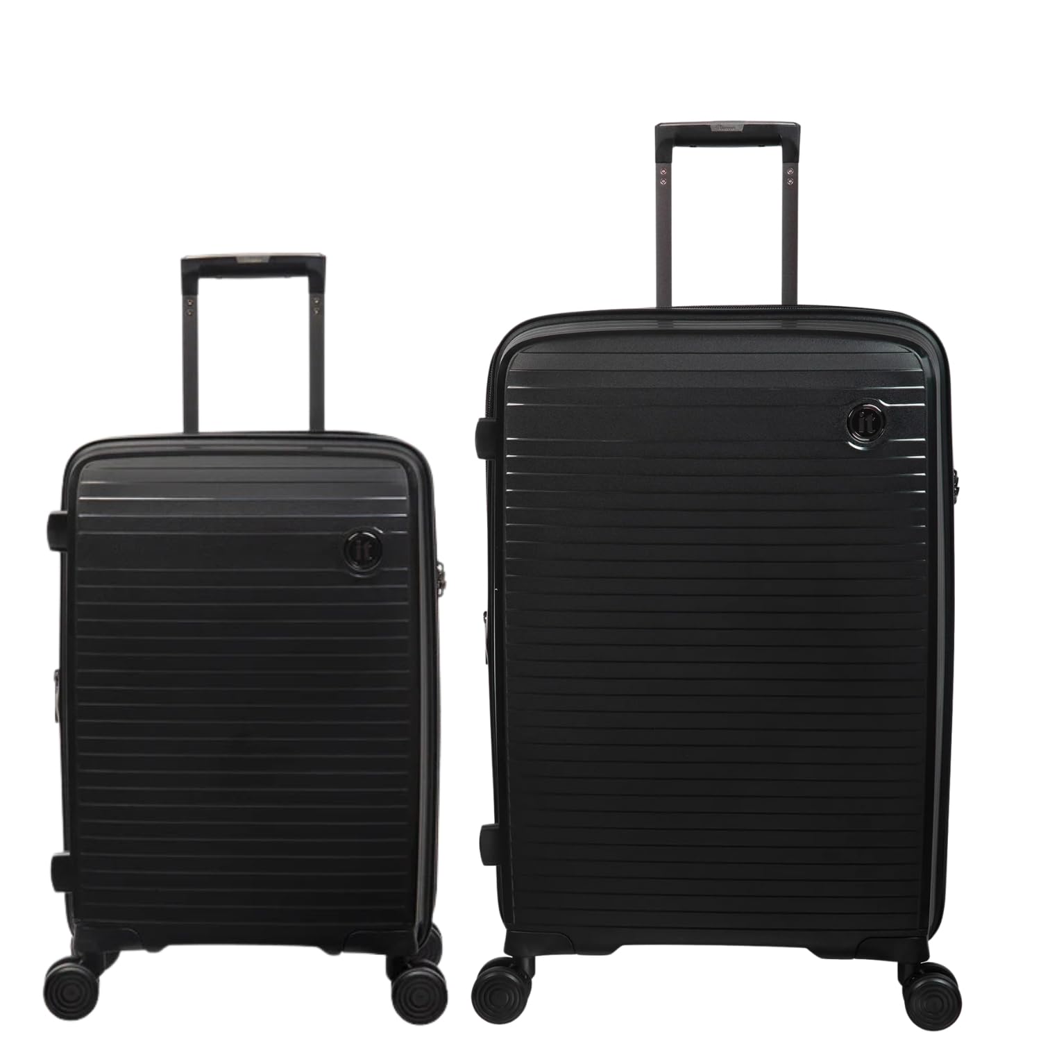 it luggage Spontaneous Black Set of 2- Medium & Cabin-24 & 20 inches Expandable Anti-Theft Zipper Polypropylene Hardsided with TSA Lock 8 Wheel Trolley Bag