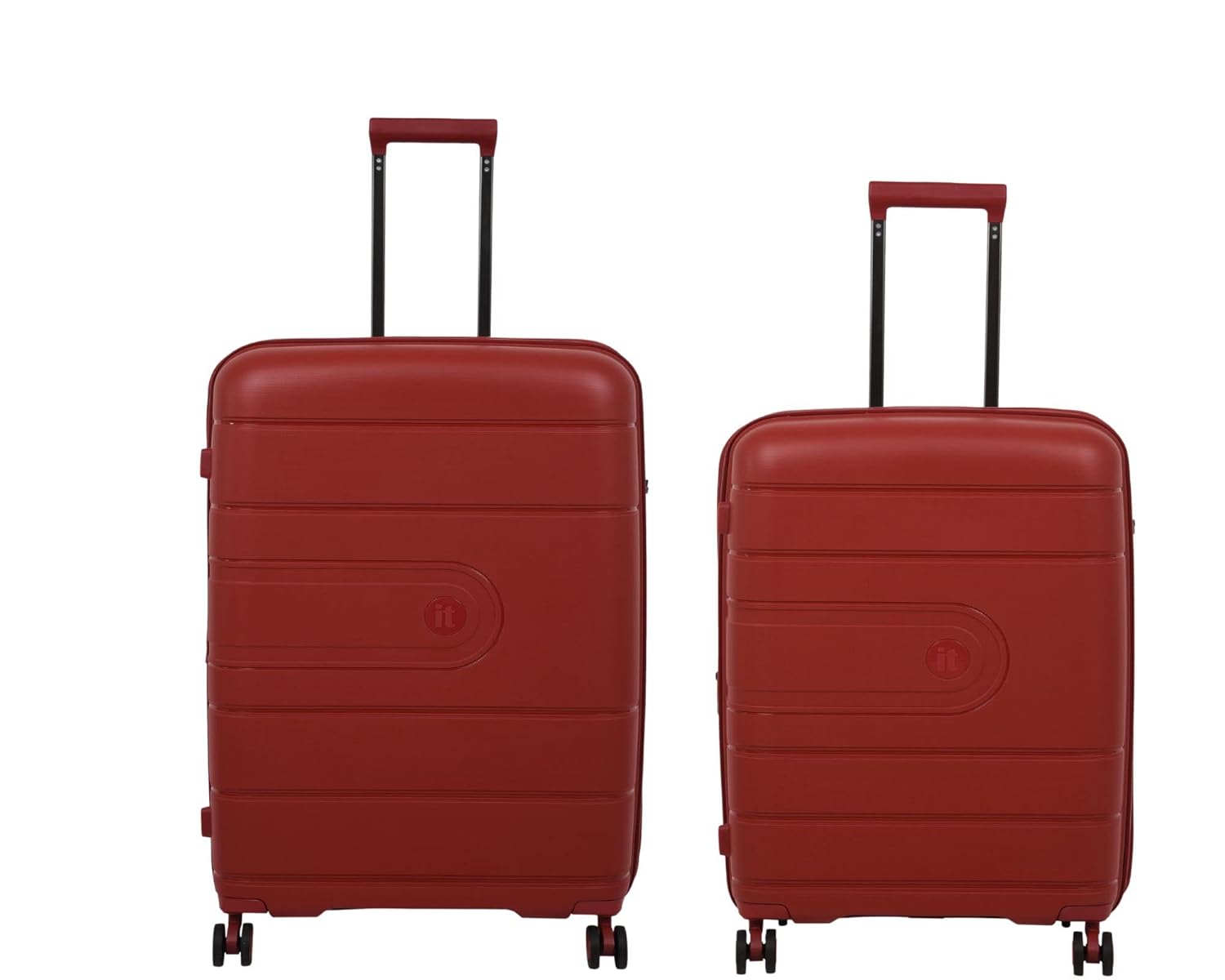 it luggage EcoTough German Red Set of 2- Medium & Cabin-24 & 20 inches Expandable Eco-Friendly Polypropylene Hardsided with TSA Lock & Wet Pouch Inside 8 Wheel Trolley Bag