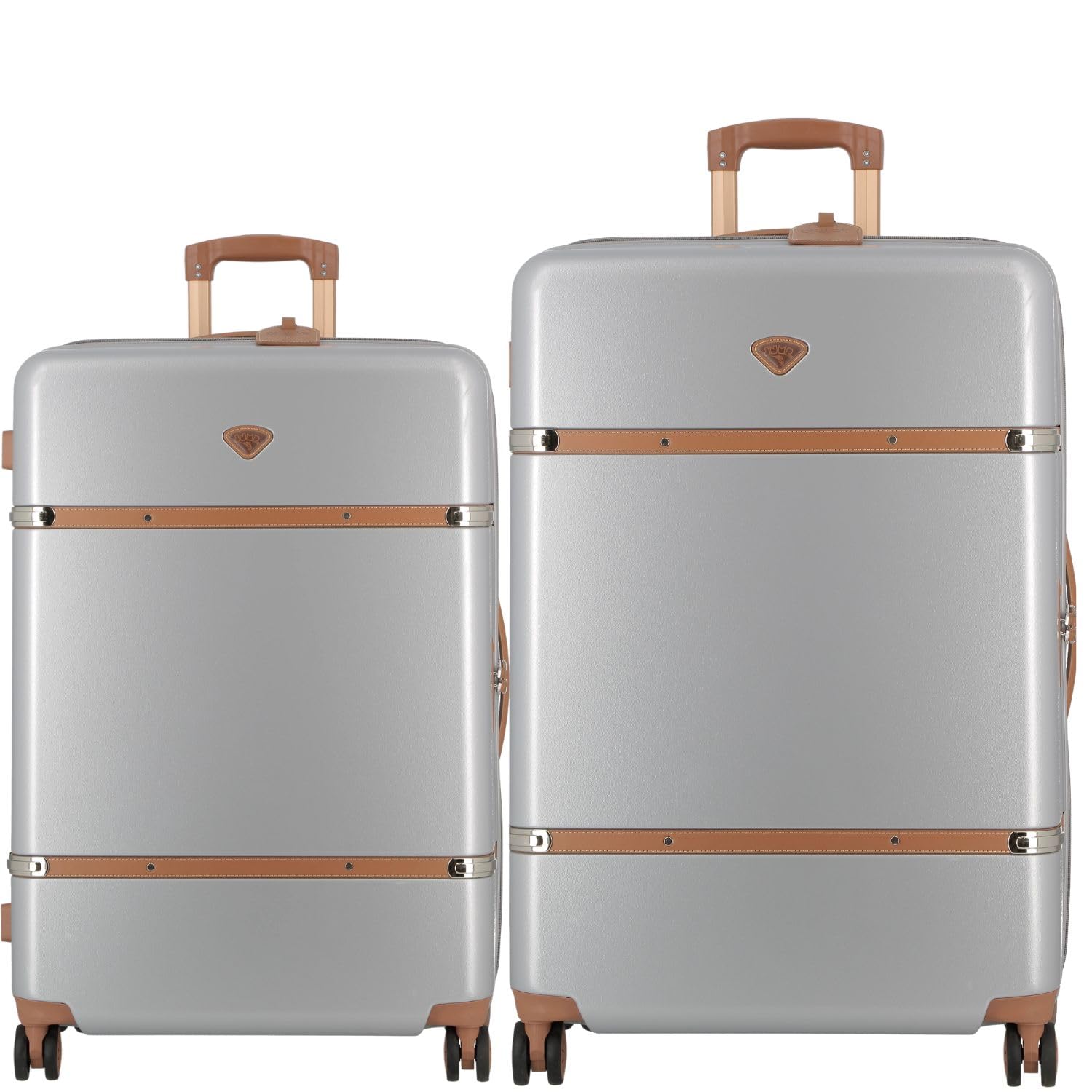 JUMP Cassis Riviera-Silver-Set of 2-Large, Medium-77,66 cm Eco Responsible Expandable Hardsided 8 Wheel Luggage with TSA Lock, Anti-Theft Zipper, Name Tag and Luggage Cover