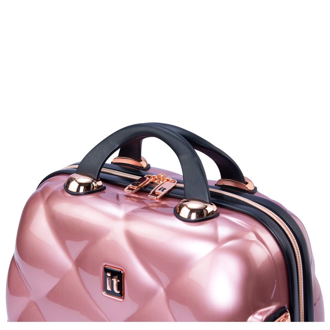 it luggage- Vanity Case-St. Tropez-Rose Gold with Rosegold & Black trimmings-14 inches-Hand Bag for Women-Cosmetic Box-Hardsided-Polycarbonate Makeup Box-36cms