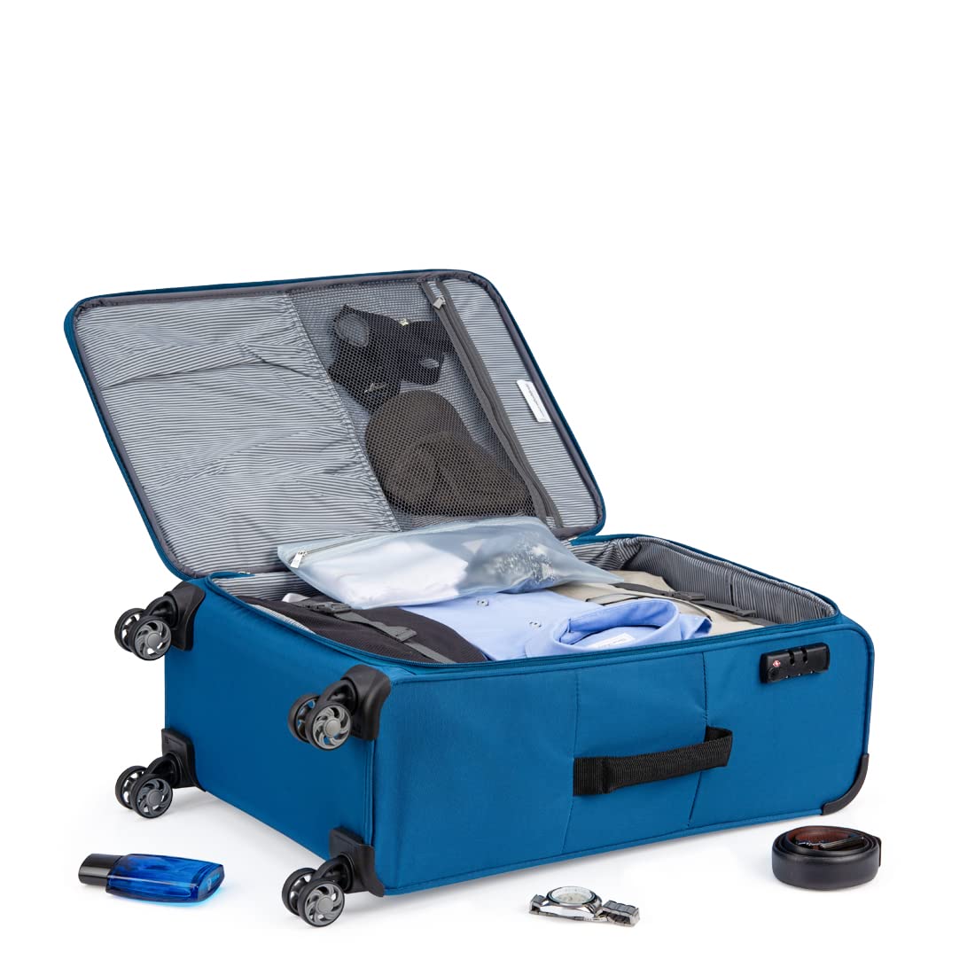 it luggage World's Lightest Bag Debonair-Two Tone Blue-54cm Softsided Polyester 8 Wheel Trolley Bag