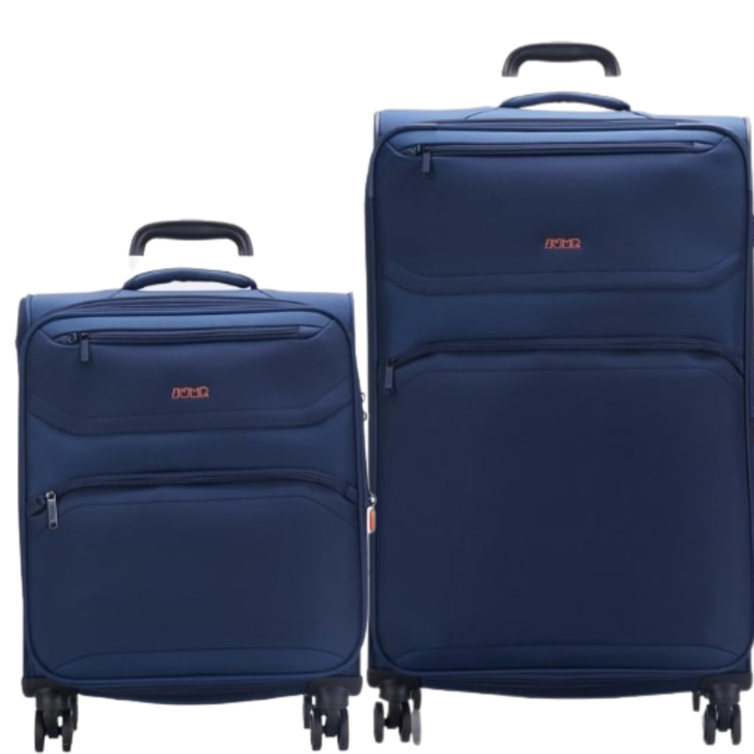 JUMP Moorea 2 Set of 2- Navy Blue-Large & Cabin-76, 55cm Expandable Softsided Luggage with 8 Wheels and TSA Lock