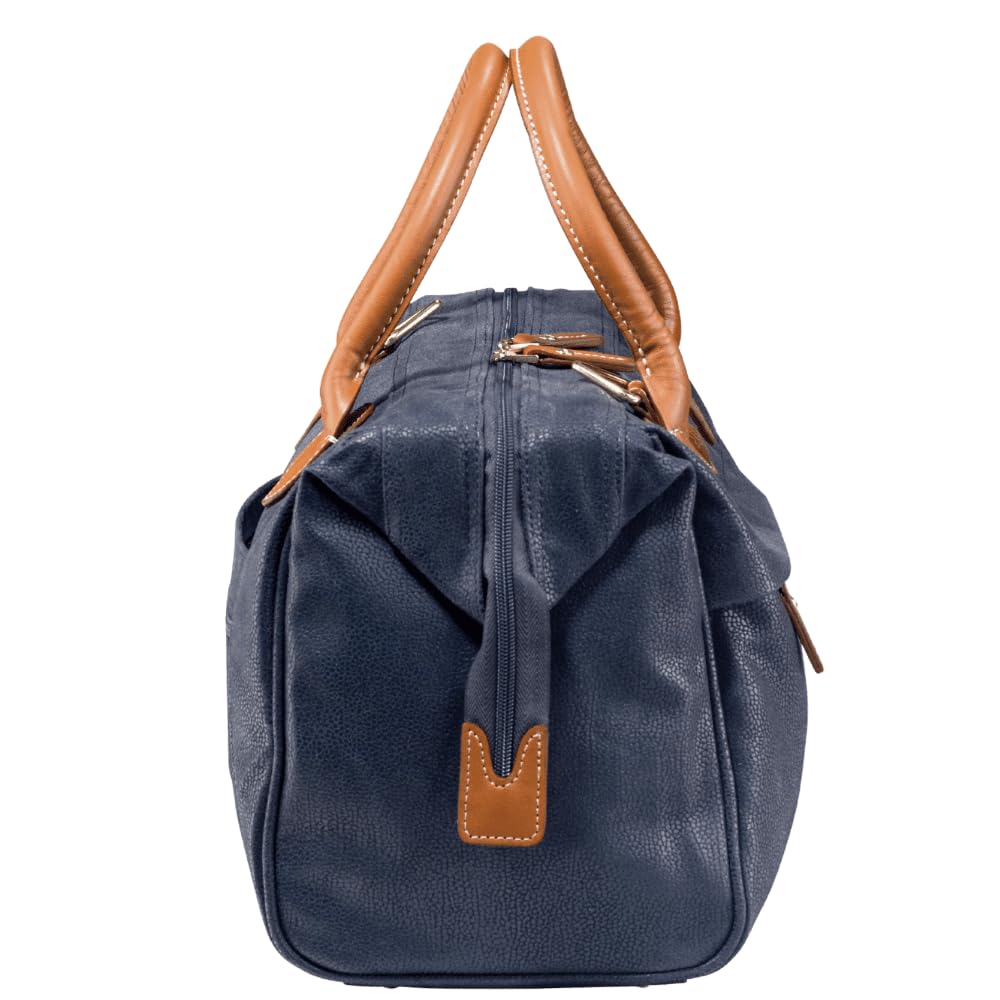 JUMP Uppsala Beauty Doctor Vanity Bag-Navy Blue-Cabin-32 cms Polysuede Material with Leather Trimmings Carry-on Fashion Cosmetic Travel Bag